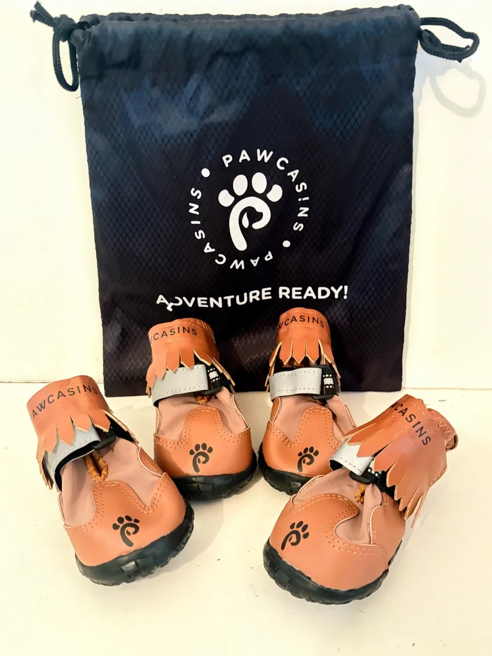 Pawcasins Brown Moccasins Non Slip Boots Dog Paw Size 5 (Medium)
